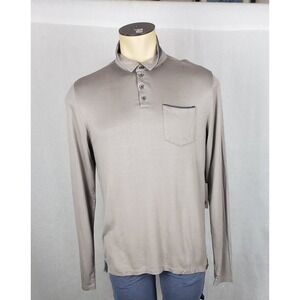 Fundamental Coast Newport Polo Mens M Cinder Grey Long Sleeve Casual Preppy